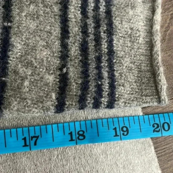 [M] Horny Toad Boiled Wool Blend Heartfelt Stripe  Button sweater grey blue - Picture 7 of 8